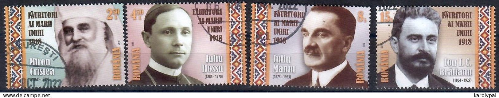 Romania, 2018, USED,       Founders Of The Great Union,  Mi. Nr. 7347-50 - Gebraucht