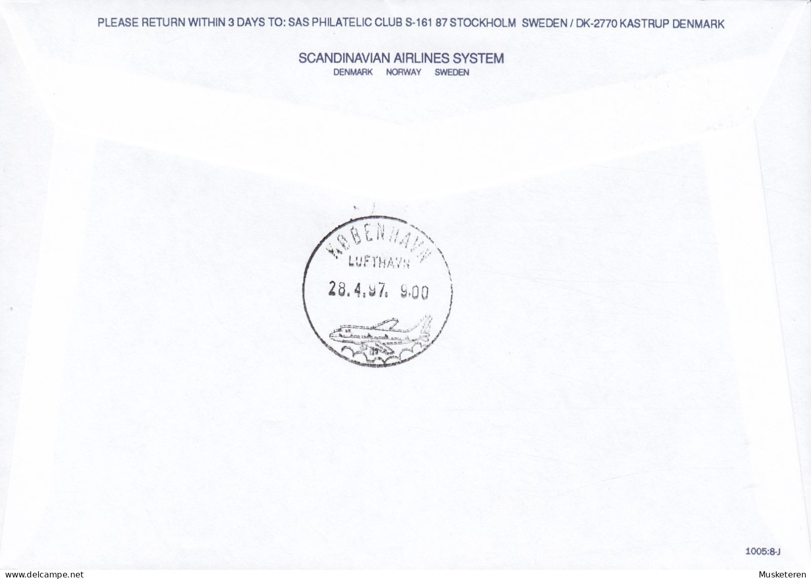 Poland SAS First Fokker 50 Flight SZCZECIN-COPENHAGEN 1997 Cover Brief Lettre Warszawa & Swiatowy Dzien Poczty Stamps - Flugzeuge