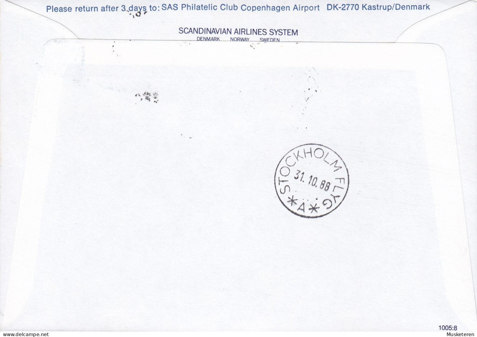 Italy SAS First Nonstop DC-9 Flight MILAN-STOCKHOLM 1988 Cover Brief Lettera I Bronzi Di Pergola Stamp - Airmail