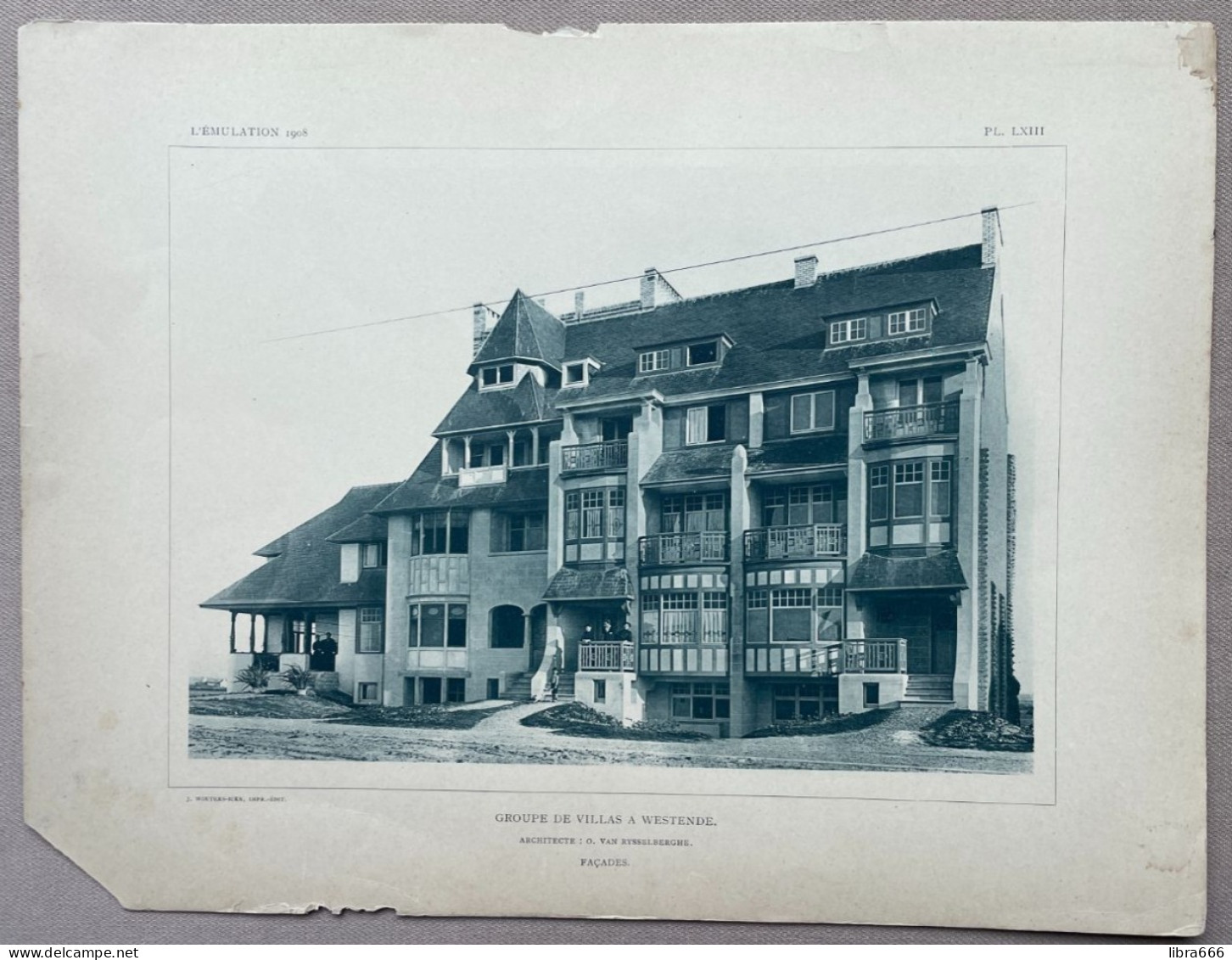 1908 - WESTENDE - Groupe De Villas - ARCHITECTE : O. Van Rysselberghe - 36 X 28 Cm. - Arquitectura