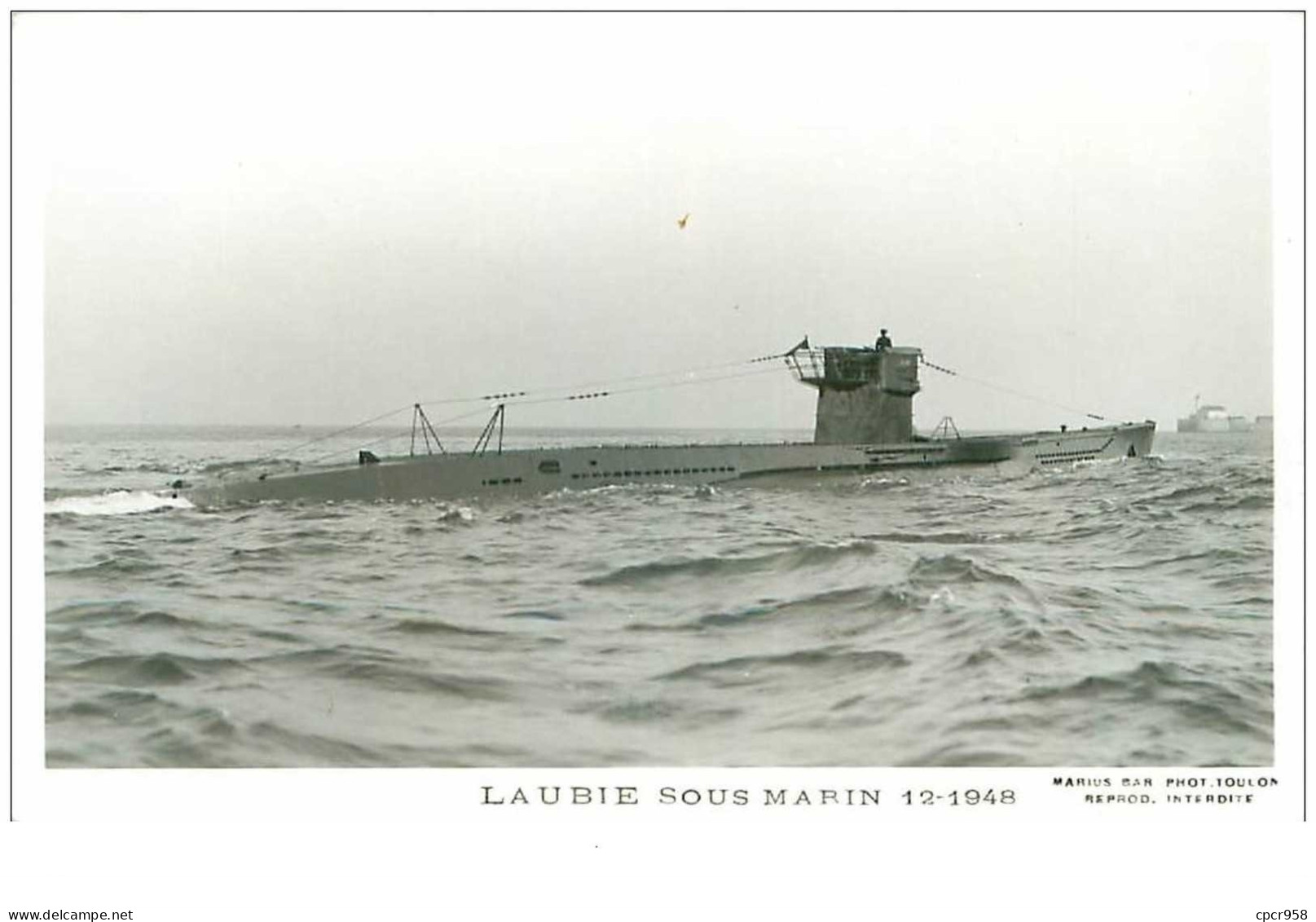 BATEAUX.CARTE PHOTO DE MARIUS BAR.n°16725.LAUBIE SOUS MARIN.12 1948 - Unterseeboote