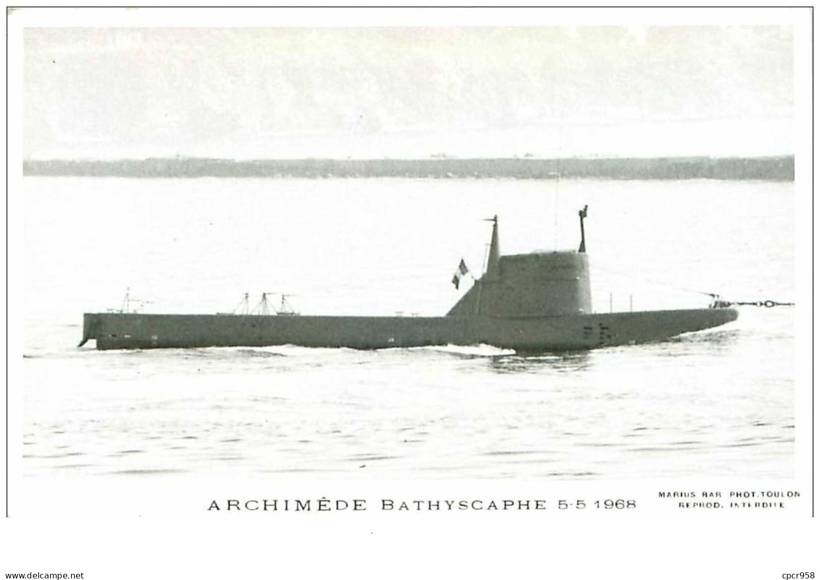 BATEAUX.CARTE PHOTO DE MARIUS BAR.n°16745.ARCHIMEDE BATHYSCAPHE.5 5 1968 - Onderzeeboten