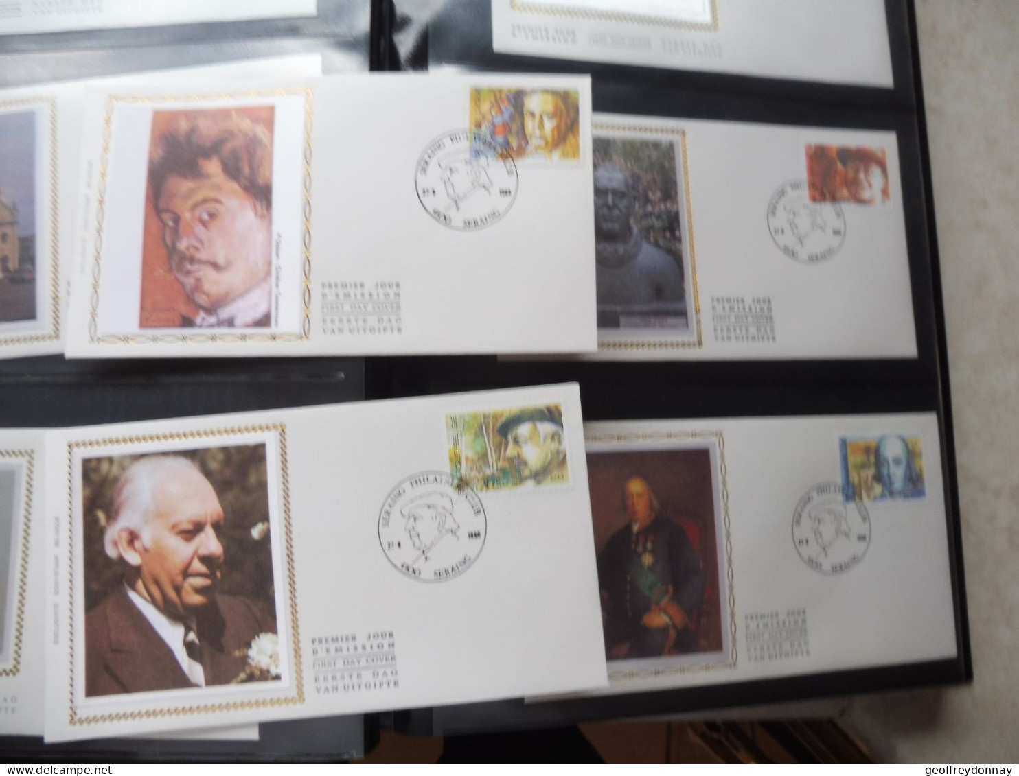 Belgique Belgie  Fdc  Soie  Fdc Z/s 2225/2228 Oblitéré Gestempelt  Seraing Hommes Celebres Figuren Belgische - 1981-1990