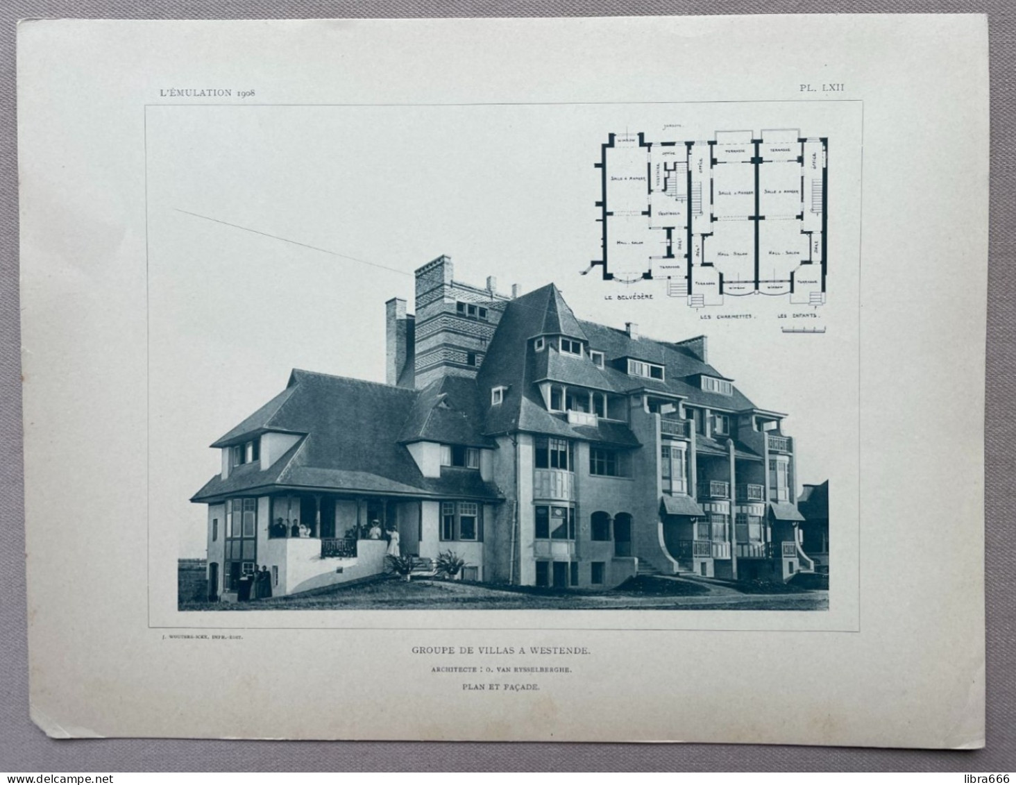 1908 - WESTENDE - Groupe De Villas - ARCHITECTE : O. Van Rysselberghe - 36 X 28 Cm. - Architectuur