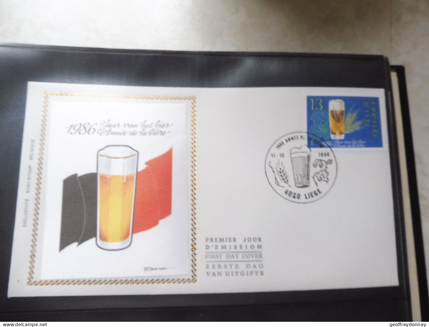 Belgique Belgie  Fdc  Soie  Fdc Z/s 2230 Oblitéré Gestempelt  Liege La Biere De Bier - 1981-1990