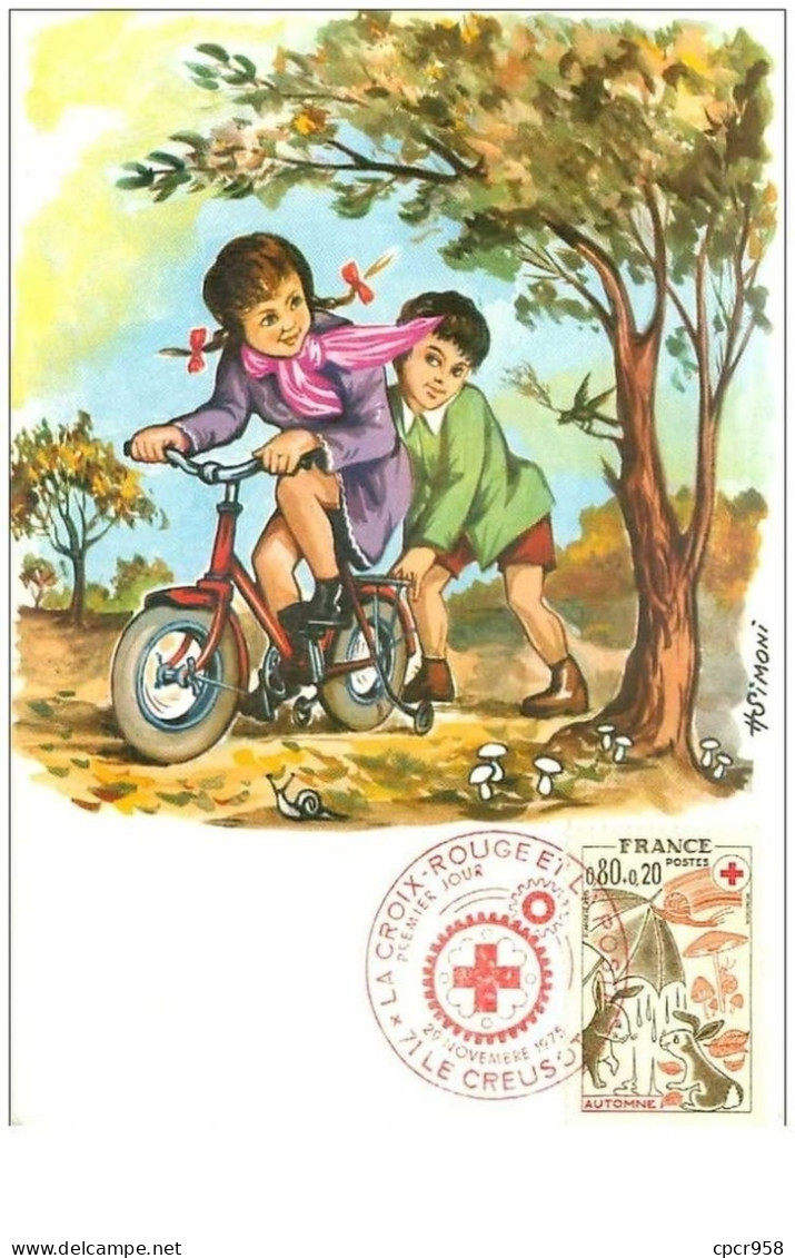 CROIX-ROUGE.n°28550.LA CROIX ROUGE ET L'ENFANCE "L'AUTOMNE".1975.CARTE MAXIMUM. - Red Cross