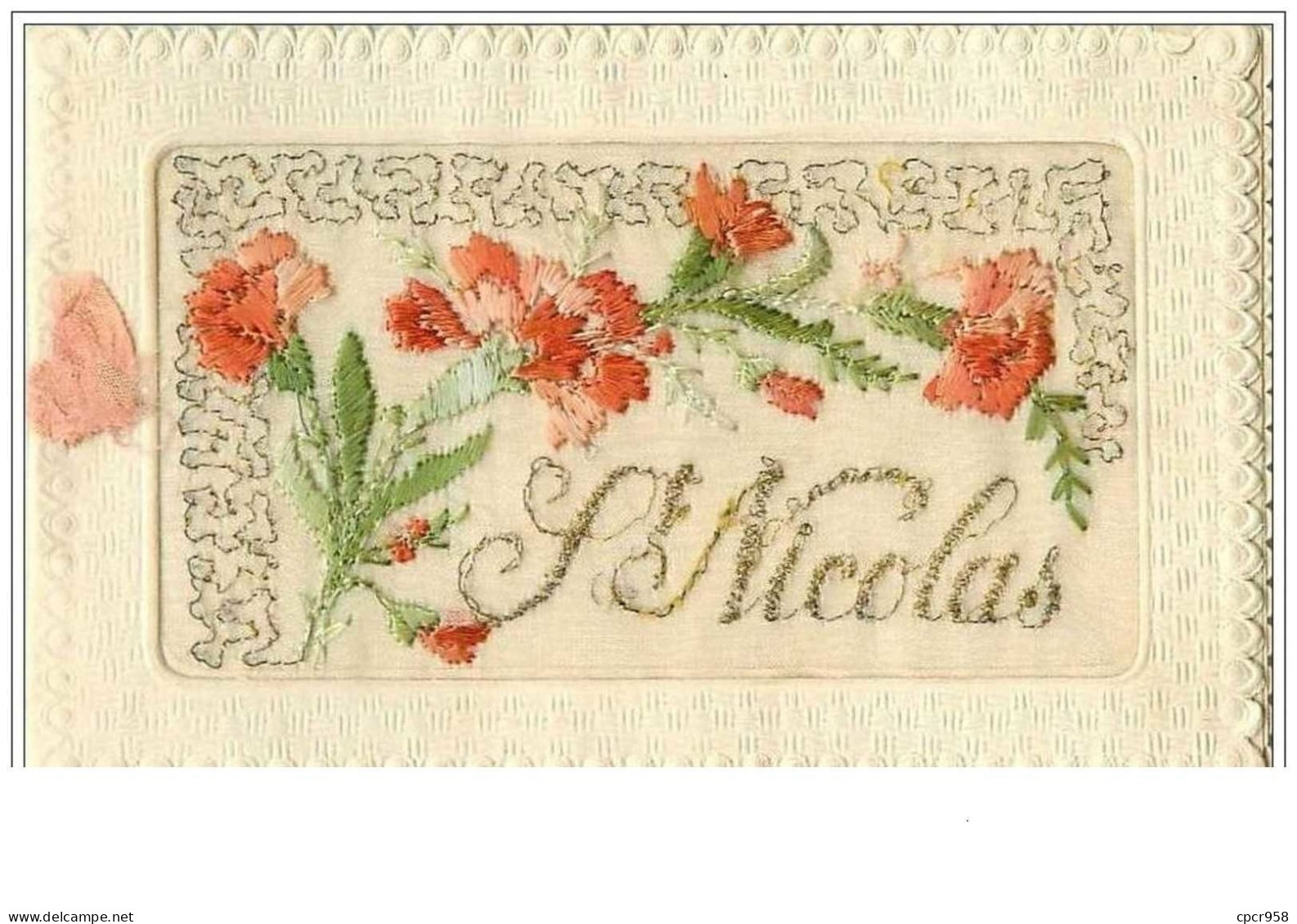 CP BRODEES.n°6.ST NICOLAS.FLEURS - Ricamate