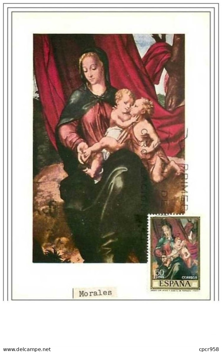 ESPAGNE.CARTE MAXIMUM.n°211.MORALES.LU IS DE MORALES.VIRGEN CON LOS NINOS JESUS Y JUAN - Maximum Cards