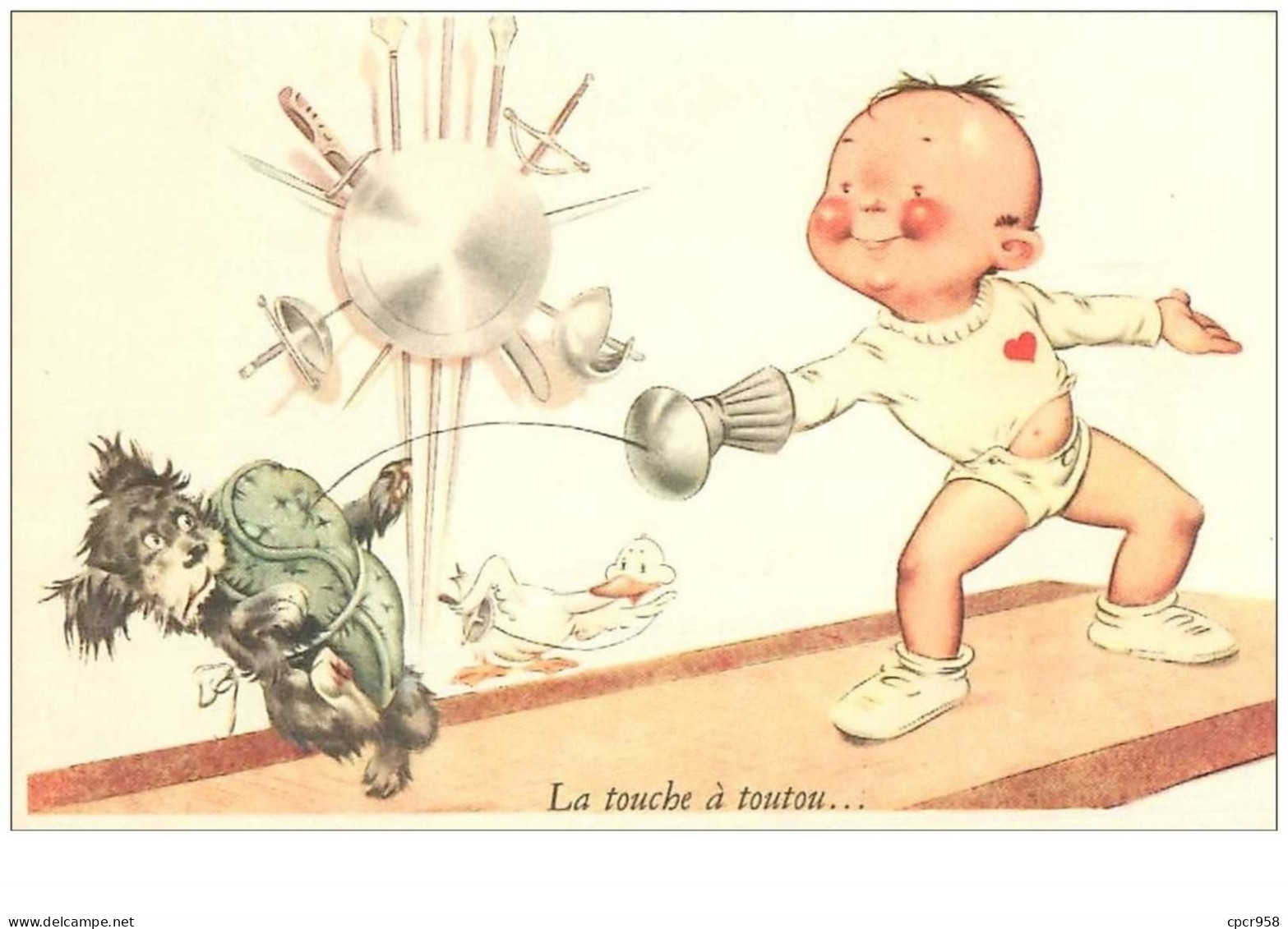 ESCRIME.n°14668.LA TOUCHE A TOUTOU.GARCONNET ESCRIMEUR.HUMOUR - Fencing