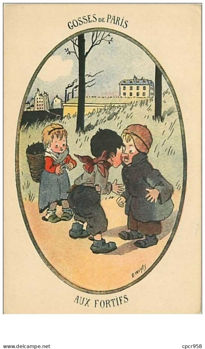 ILLUSTRATEUR.WUYTS.GOSSES DE PARIS.AUX FORTIFS.SCENE PARISIENNE AVEC ENFANTS. - Wuyts