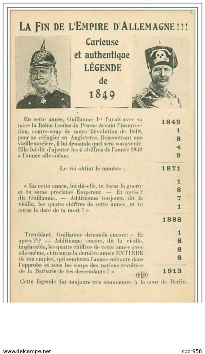 ILLUSTRATEUR.GUILLAUME II.LA FIN DE L'EMPIRE D'ALLEMAGNE.CURIEUSE ET AUTHENTIQUE LEGENDE DE 1849 - Avant 1900