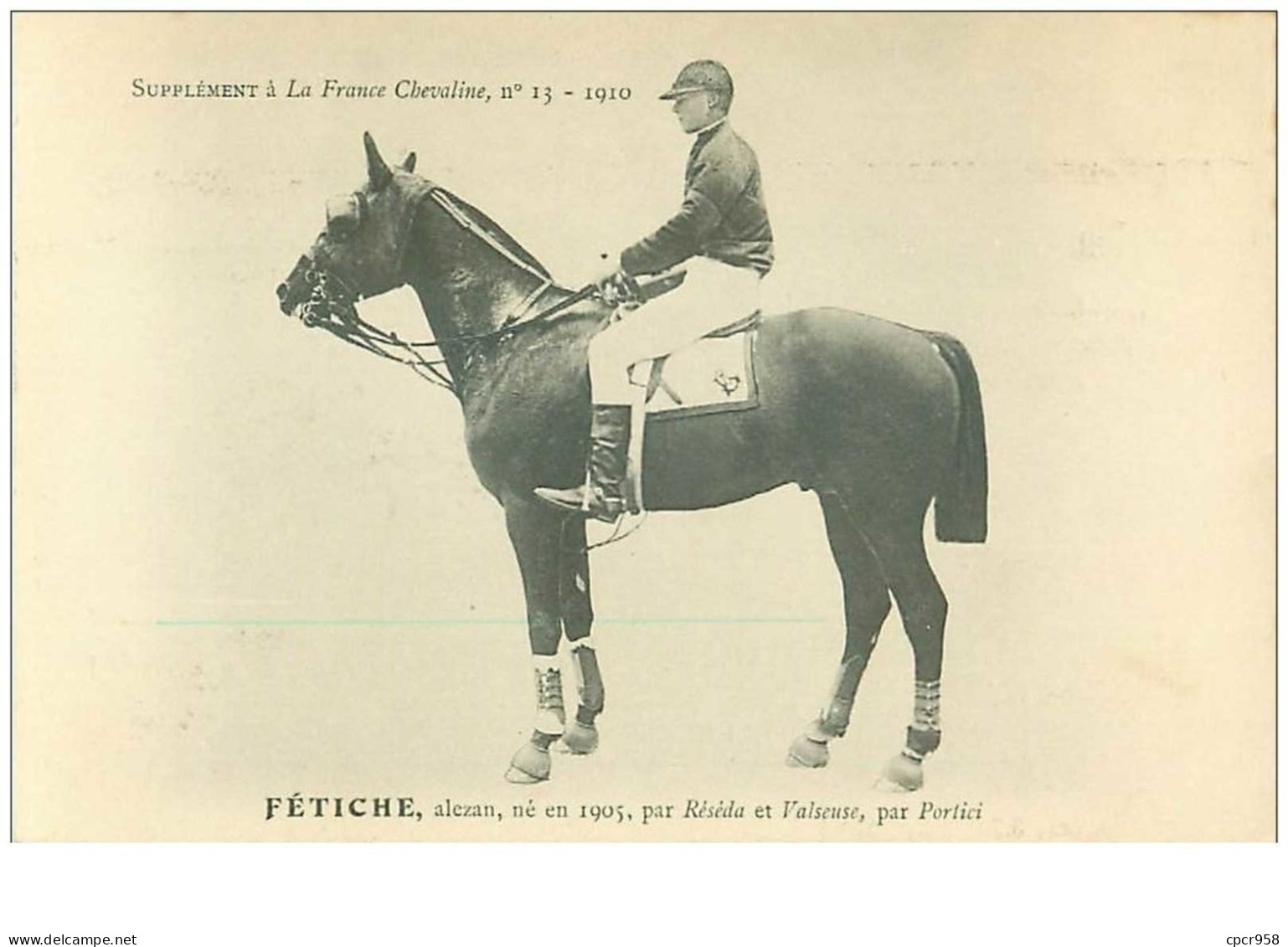 Hippisme.n°37646.fétiche.alezan .1910.CHEVAUX.SUPPLEMENT A LA FRANCE CHEVALINE.course.cheval.jokey. - Reitsport