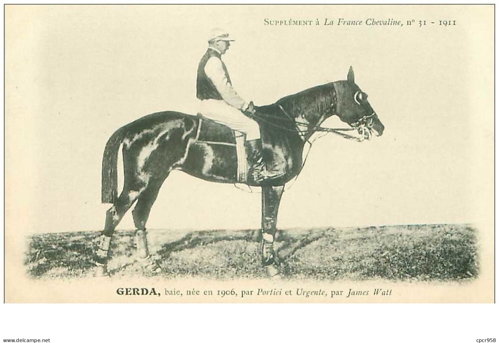 Hippisme.n°37619.gerda.baie .1911.CHEVAUX.SUPPLEMENT A LA FRANCE CHEVALINE.course.cheval.jokey. - Reitsport