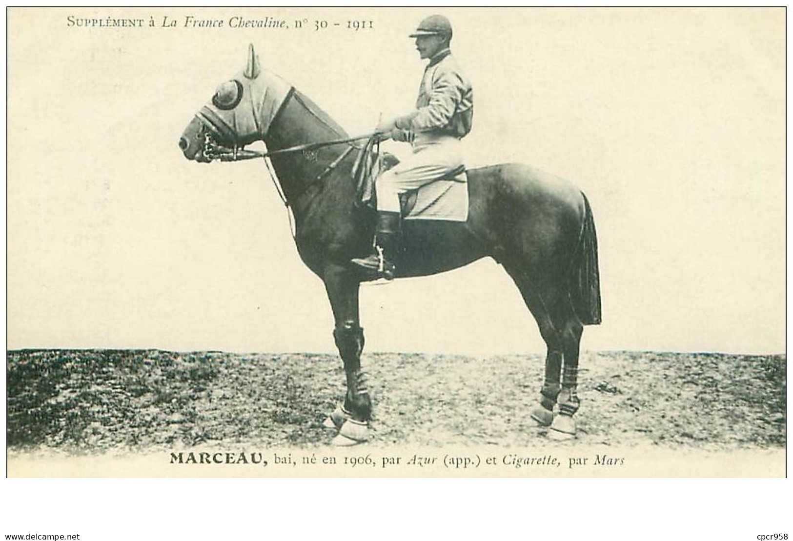 Hippisme.n°37616.marceau.bai .1911.CHEVAUX.SUPPLEMENT A LA FRANCE CHEVALINE.course.cheval.jokey. - Reitsport