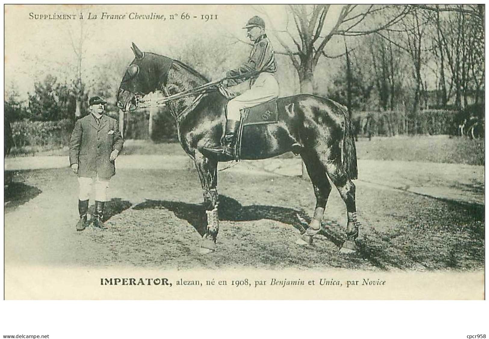 Hippisme.n°37599.imperator.alezan .1911.CHEVAUX.SUPPLEMENT A LA FRANCE CHEVALINE.course.cheval.jokey. - Hípica