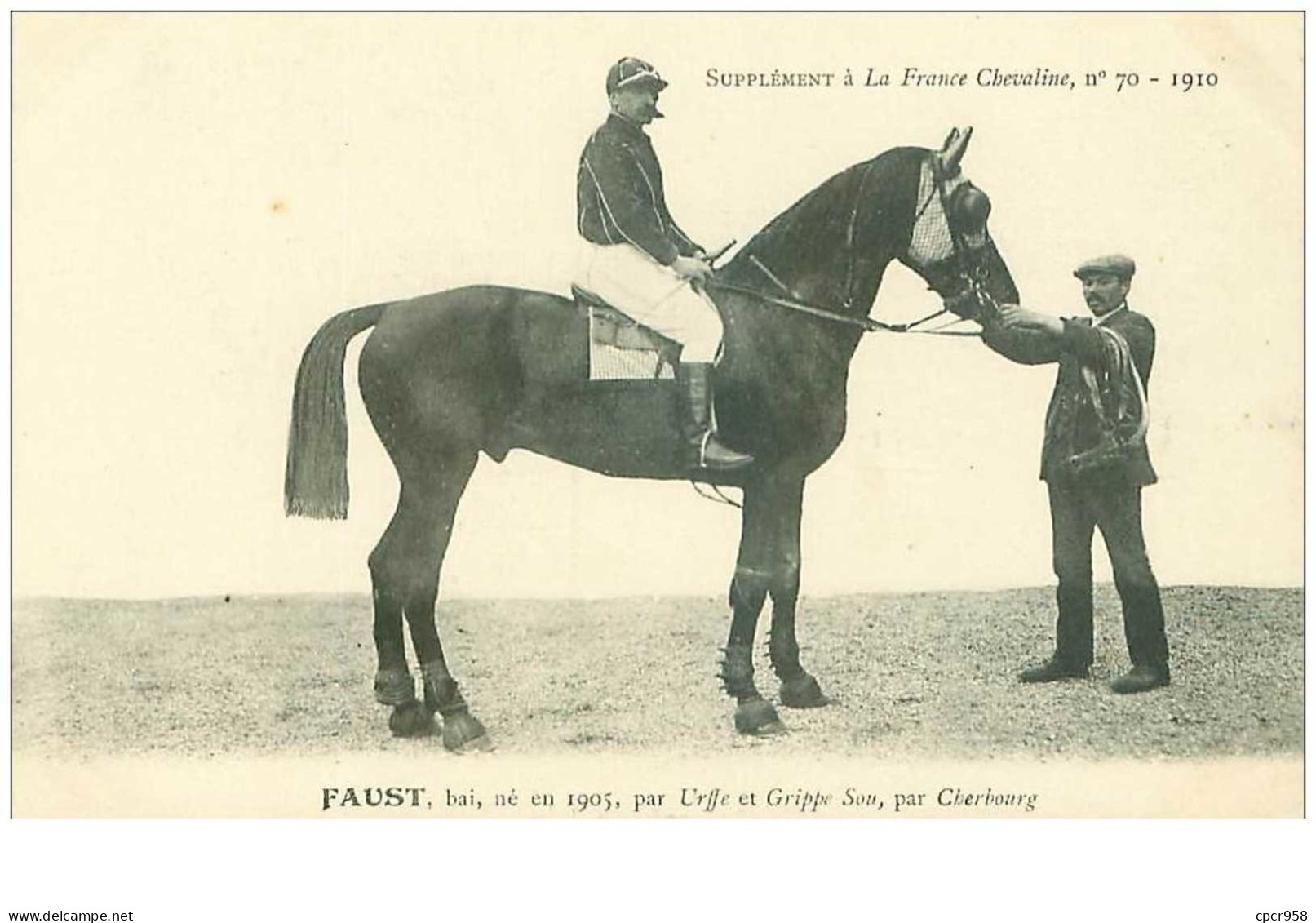 Hippisme.n°35978.faust.baie .1910.CHEVAUX.SUPPLEMENT A LA FRANCE CHEVALINE.dos Blanc.course.cheval.jokey. - Hípica