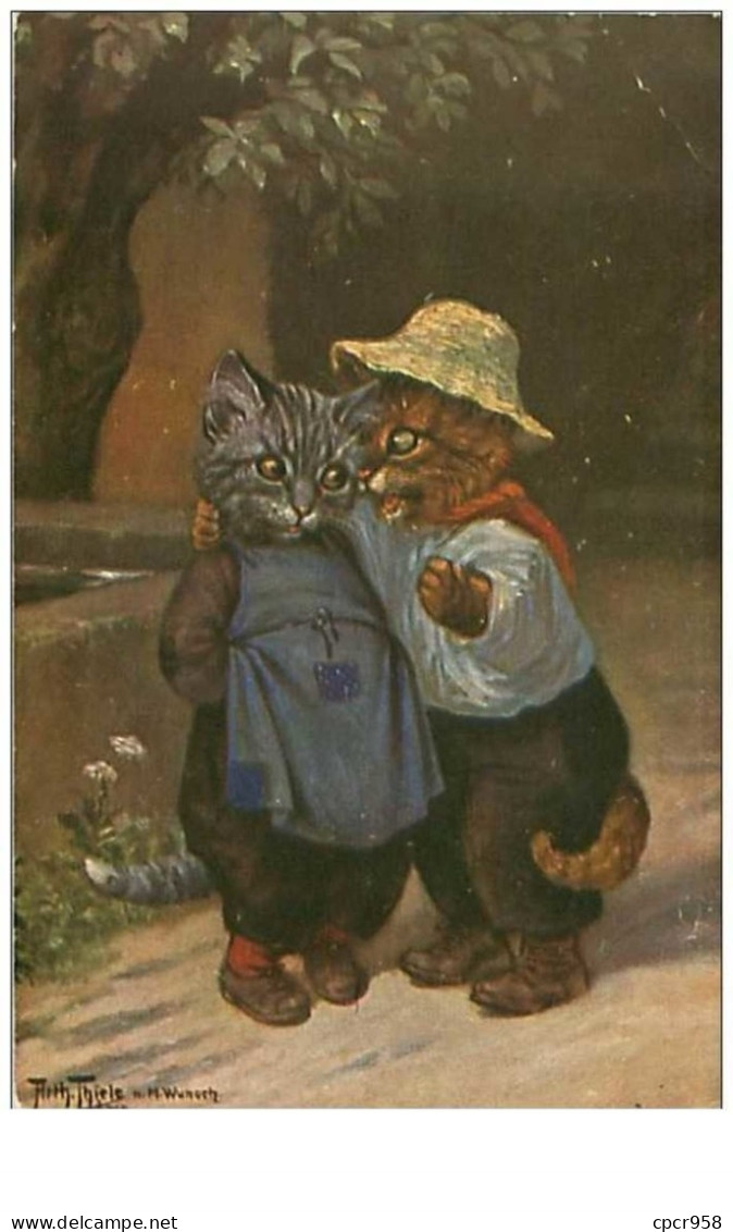 ILLUSTRATEURS.n°398.THIELE.COUPLE DE CHAT HUMANISE - Thiele, Arthur