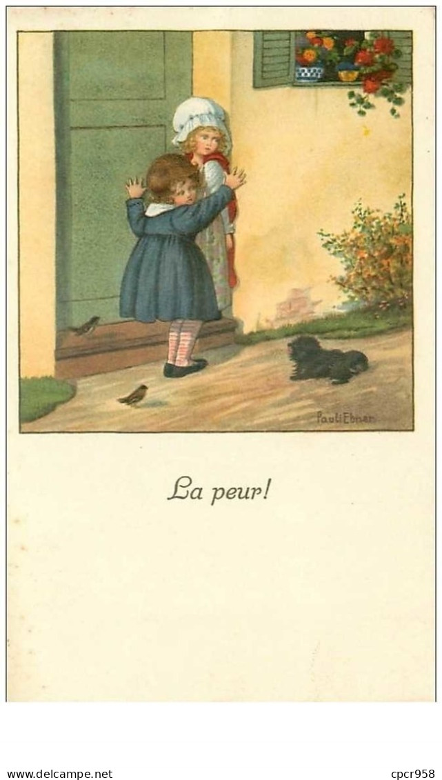 ILLUSTRATEURS.n°31388.PAULI EBNER.LA PEUR.ENFANT AYANT PEUR D'UN PETIT CHIEN NOIR - Ebner, Pauli