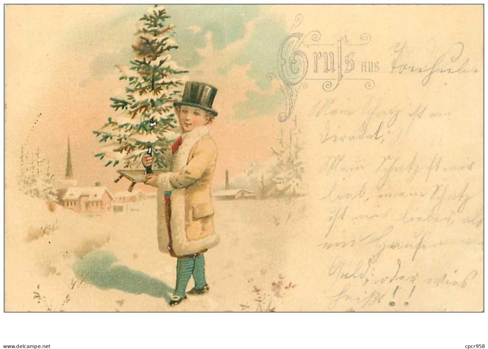 ILLUSTRATEURS.n°23697.HOMME PORTANT UN SAPIN - Avant 1900