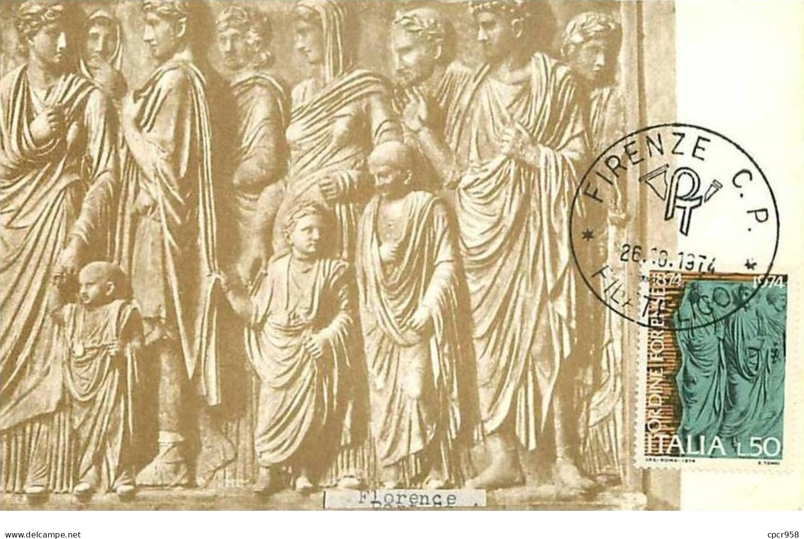 ITALIE.CARTE MAXIMUM.n°146.FLORENCE.F RAMMENTO DI UN BASSORILIEVO DELL ARA PACIS.PROCESSIONE DI SENATORI - Cartoline Maximum