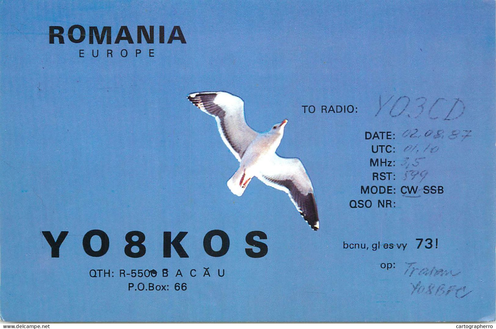Romania Radio Amateur QSL Post Card Y03CD Y08KOS - Radio Amateur