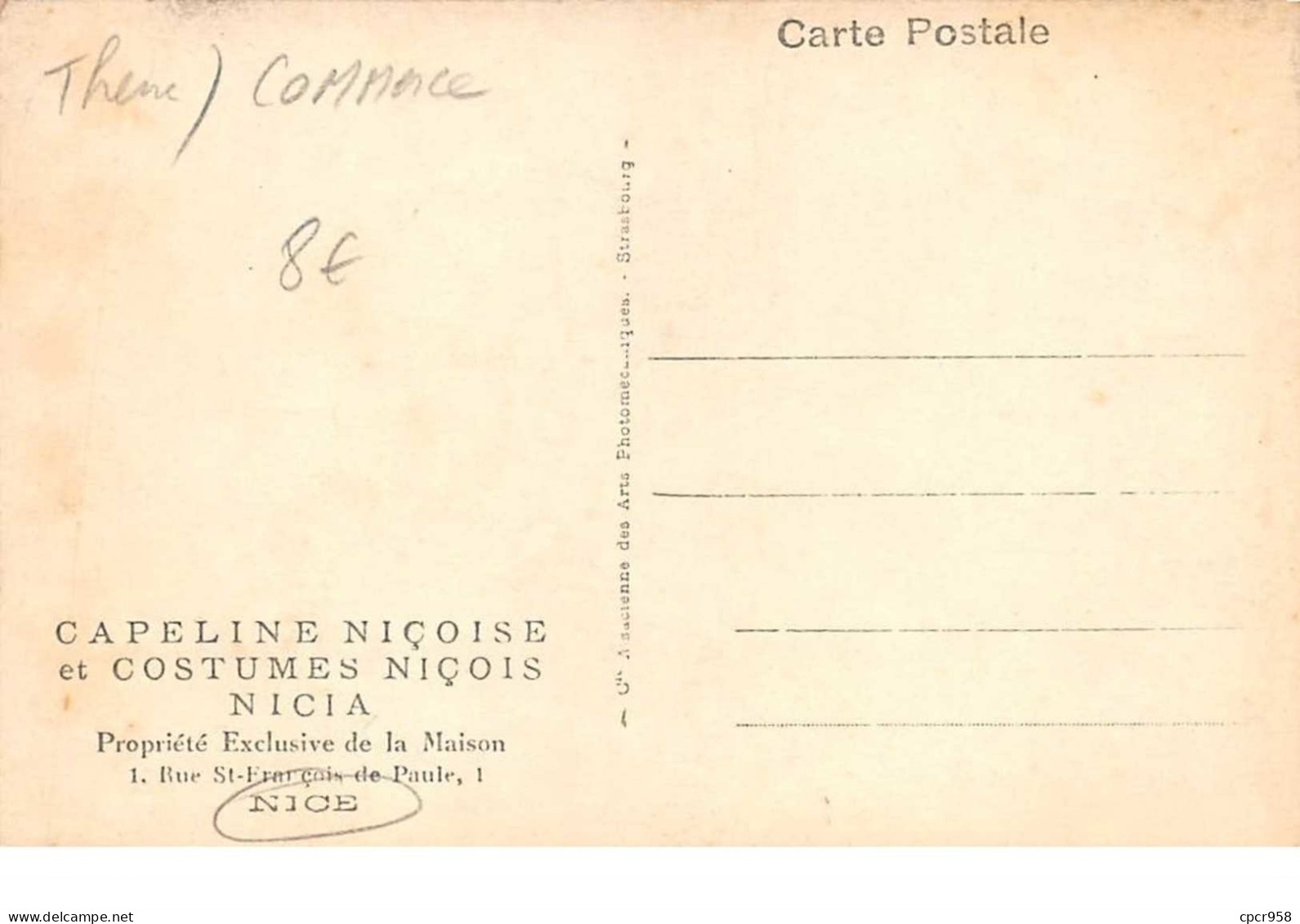 COMMERCE. N°55525.mme Vve Bessi.vaisselle - Other & Unclassified