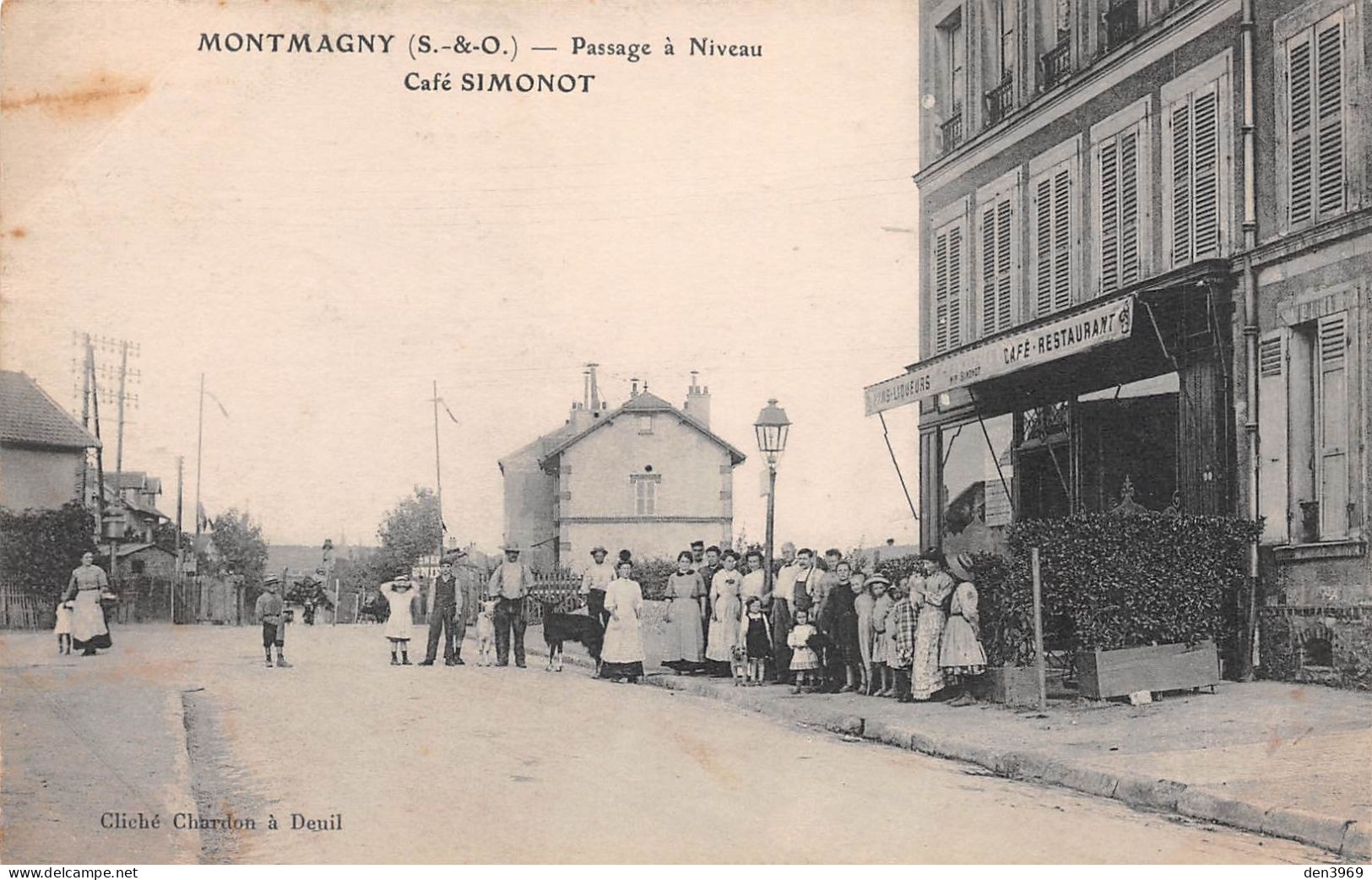 MONTMAGNY (Val-d'Oise) - Passage à Niveau - Café-Restaurant Simonot - Ecrit (2 Scans) - Montmagny