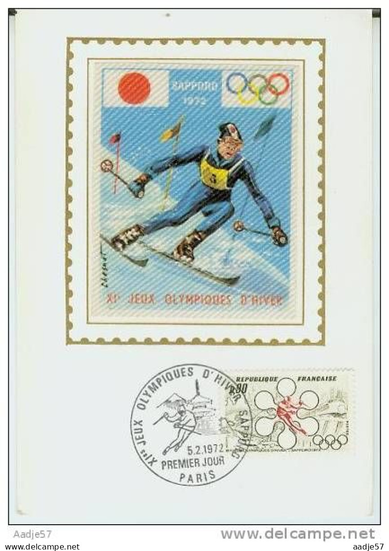 France FDC 1972 Max Card XIe Jeux Olympiques D'hiver - Hiver 1972: Sapporo