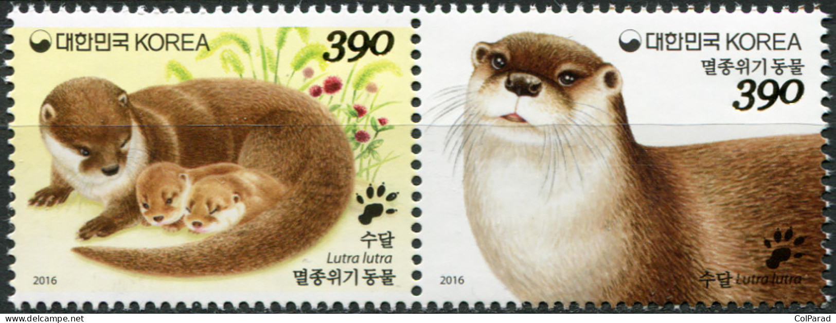 SOUTH KOREA - 2016 - BLOCK OF 2 STAMPS MNH ** - Otter - Corea Del Sur