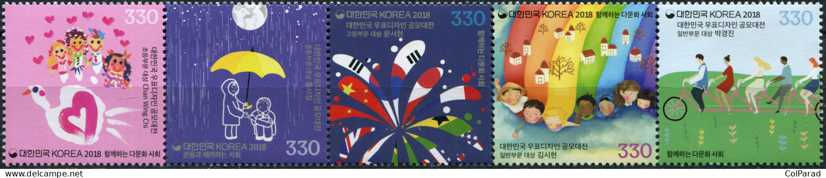 SOUTH KOREA - 2018 - BLOCK OF 5 STAMPS MNH ** - Multicultural Korea - Corea Del Sur