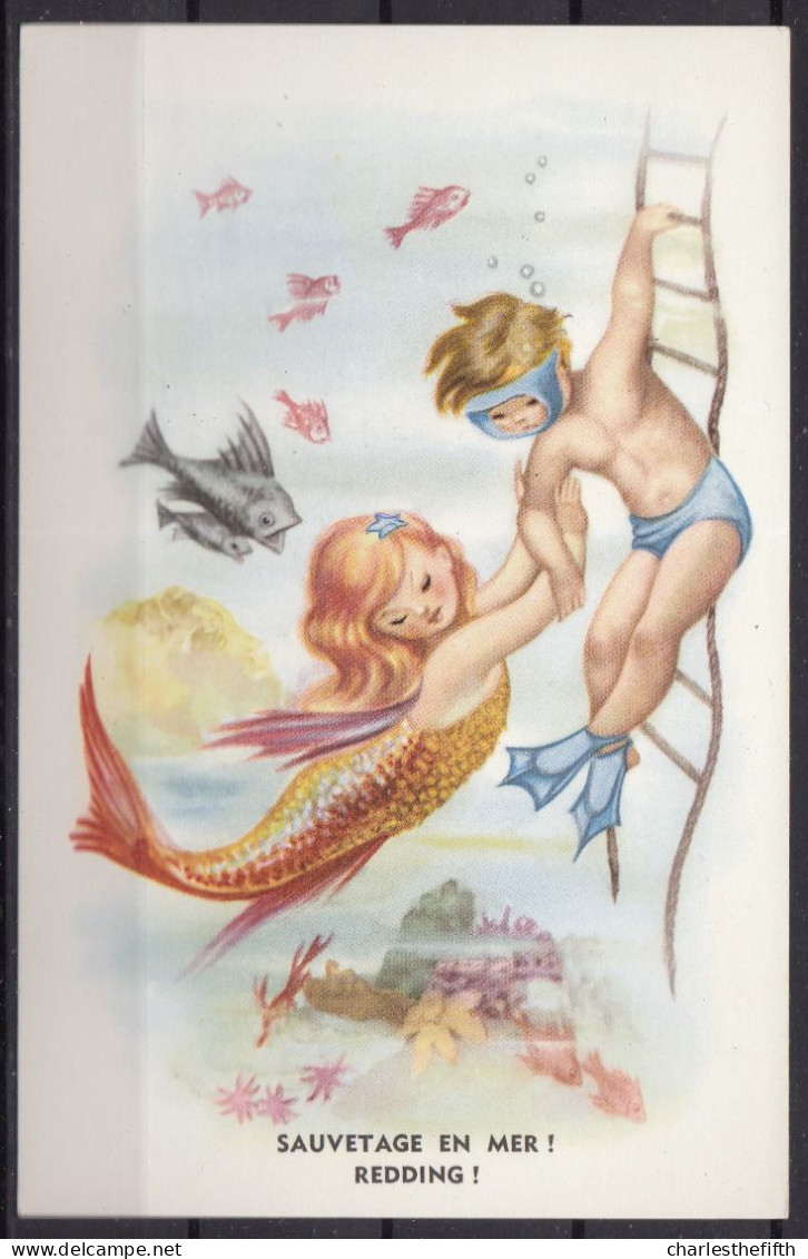 CPA VINTAGE - DIVER - PLONGEUR - TAUCHER - MERMAID - SIRENE - MEERJUNGFRAU - SIRENA - SUBACQUEO - ENFANT - Plongeon