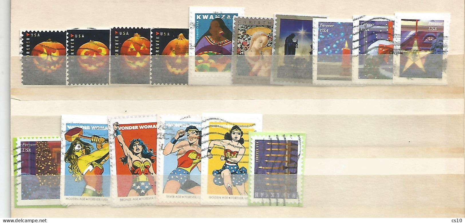 Kiloware Forever USA 2020 BACK TO 2011 Selection stamps of the years ON-PIECE in 925 DIFFERENT pcs used ON-PIECE