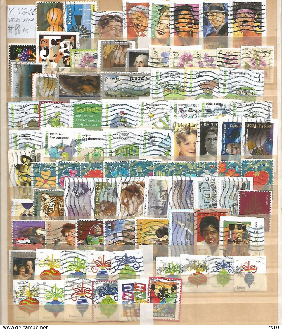 Kiloware Forever USA 2020 BACK TO 2011 Selection stamps of the years ON-PIECE in 925 DIFFERENT pcs used ON-PIECE