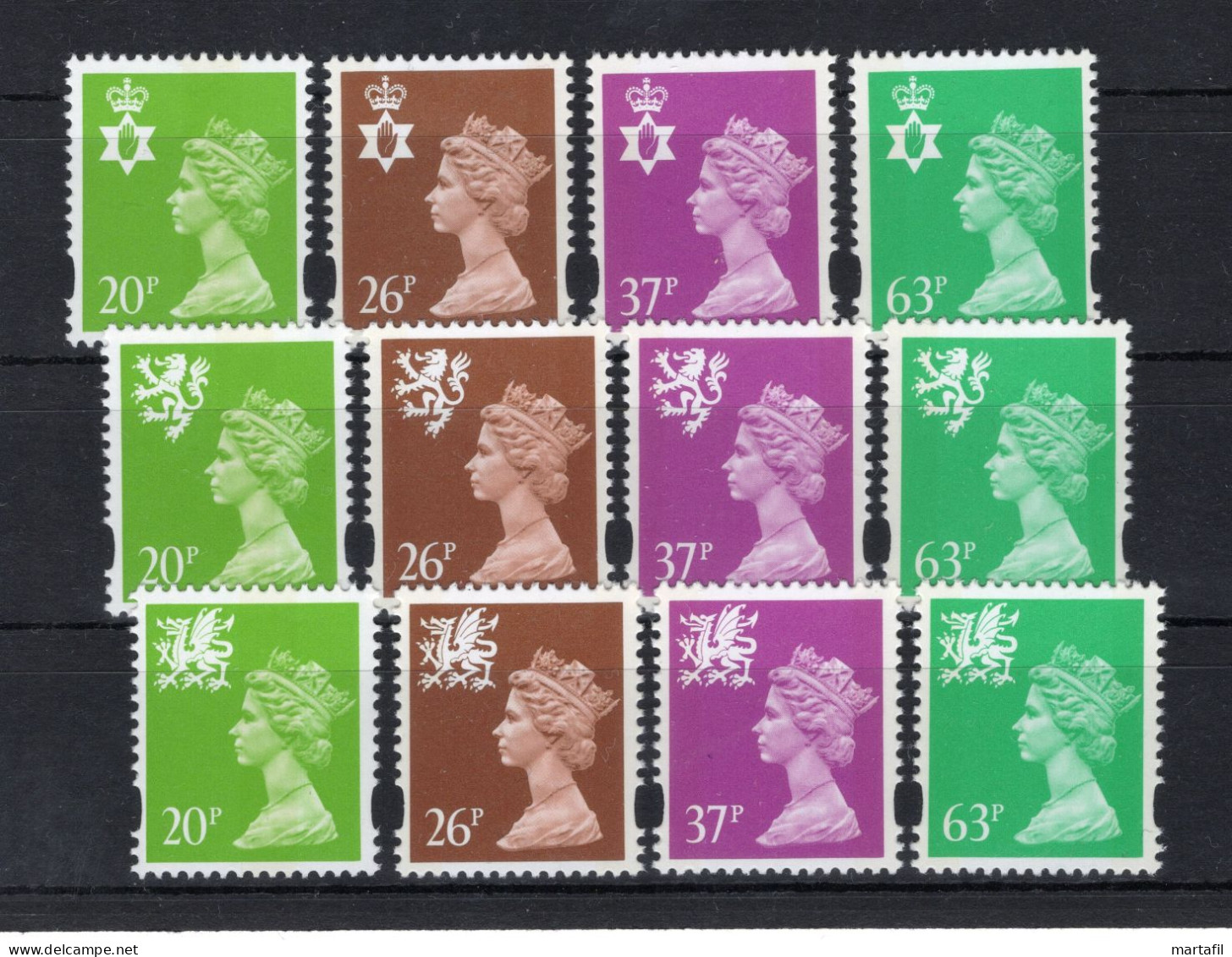 1996 GRAN BRETAGNA SET MNH ** 1891/1902 Elisabetta II, Ordinaria, Emblemi Regionali - Ungebraucht