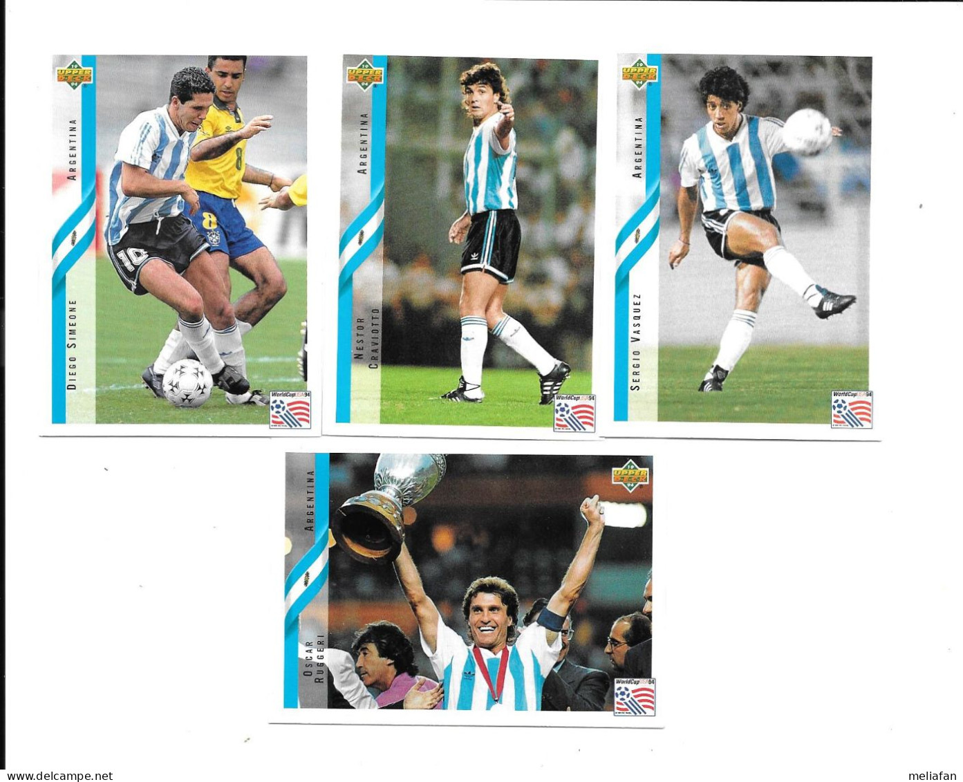 EH30 - CARTES UPPER DECK USA 94 - ARGENTINA  - OSCAR RUGGERI - SERGIO VASQUEZ - DIEGO SIMEONE  - NESTOR CRAVIOTTO - Trading Cards