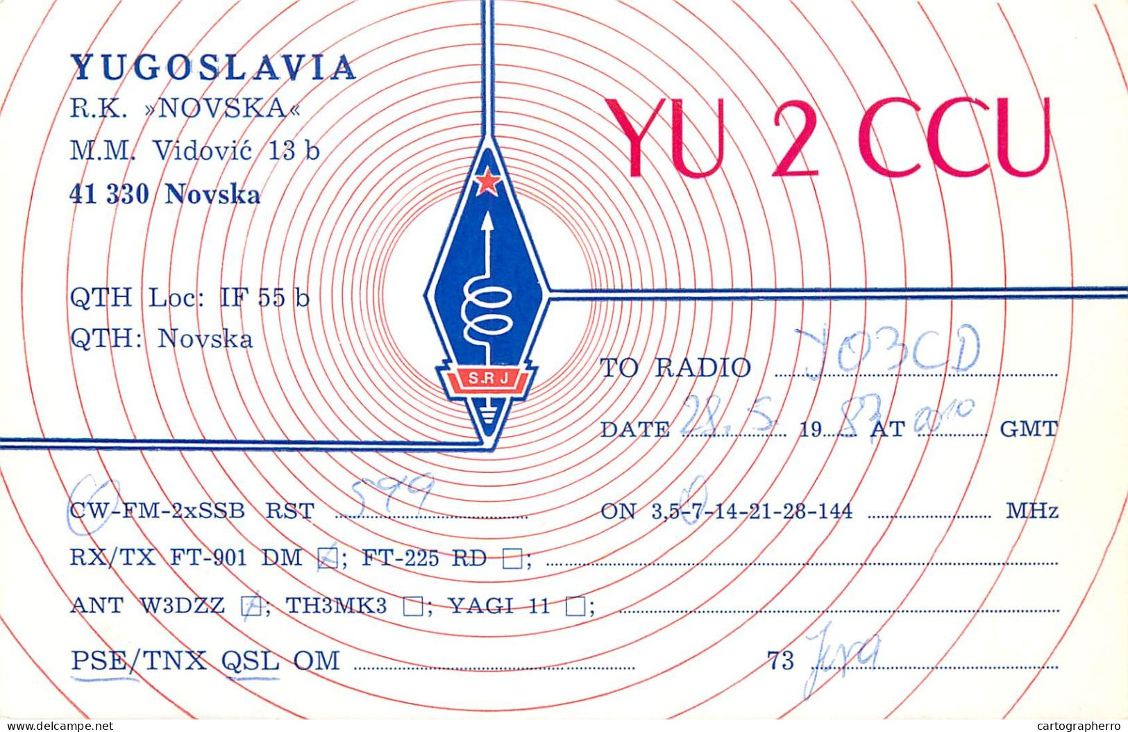 Yugoslavia Radio Amateur QSL Post Card Y03CD YU2CCU - Radio Amatoriale