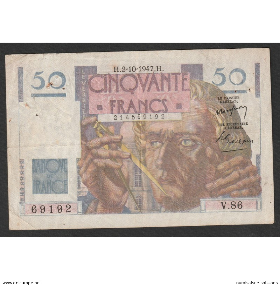 FAY 20/9 - 50 FRANCS LE VERRIER - 02/10/1947 - V.86 - PICK 127 - TTB - 50 F 1946-1951 ''Le Verrier''