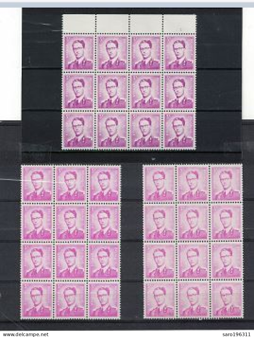 ROI BAUDOUIN  ** / MNH  3 Fr Bloc De 12 Avec 3 Nuances  à  7,87 AVEC PL N°3 - Ungebraucht