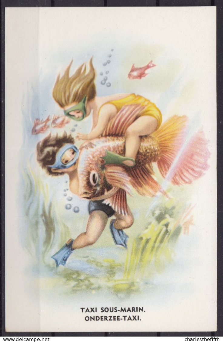 CPA VINTAGE - DIVER - PLONGEUR - TAUCHER - SUBACQUEO - ENFANT - TAXI SOUS MARIN - FISH - POISSON - Tuffi