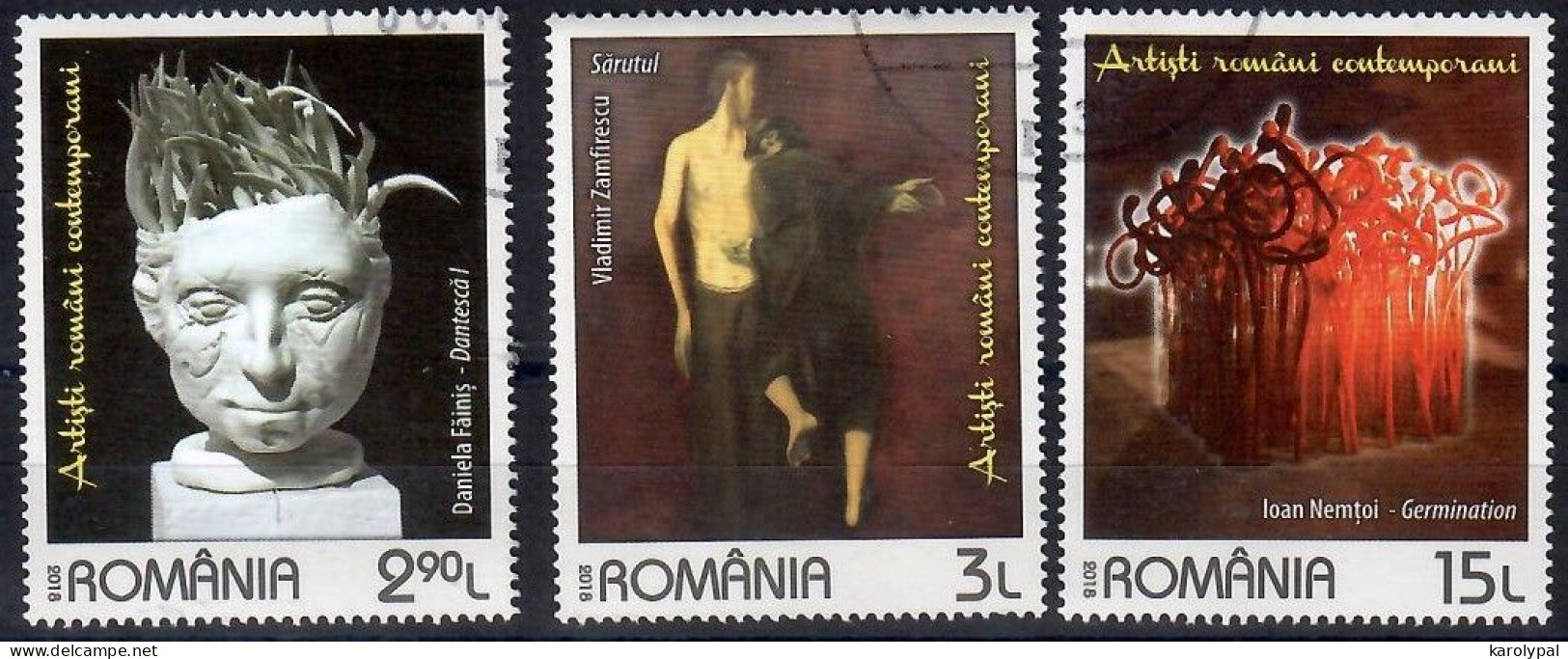 Romania, 2018, USED, CTO,            Contemporary Romanian Artists,  Mi. Nr. 7377-79 - Usati