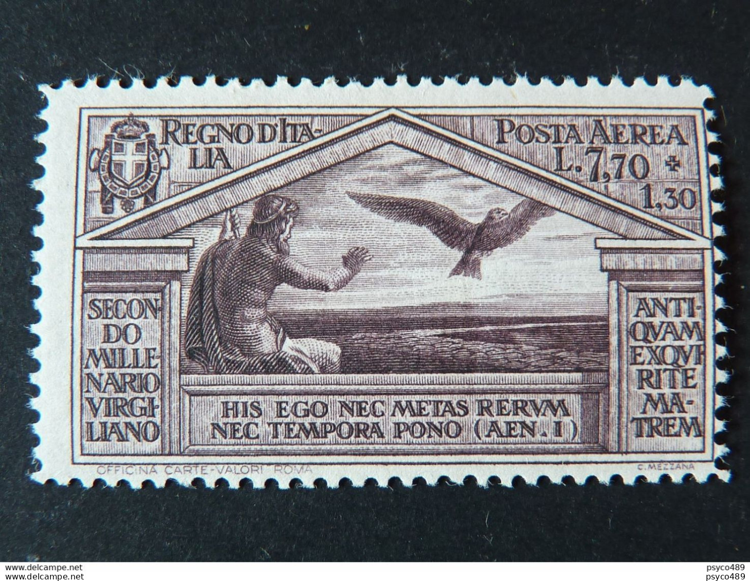 ITALIA Regno Aerea -1930- "Virgilio" L. 7,70+1,30 MNH** (descrizione) - Correo Aéreo