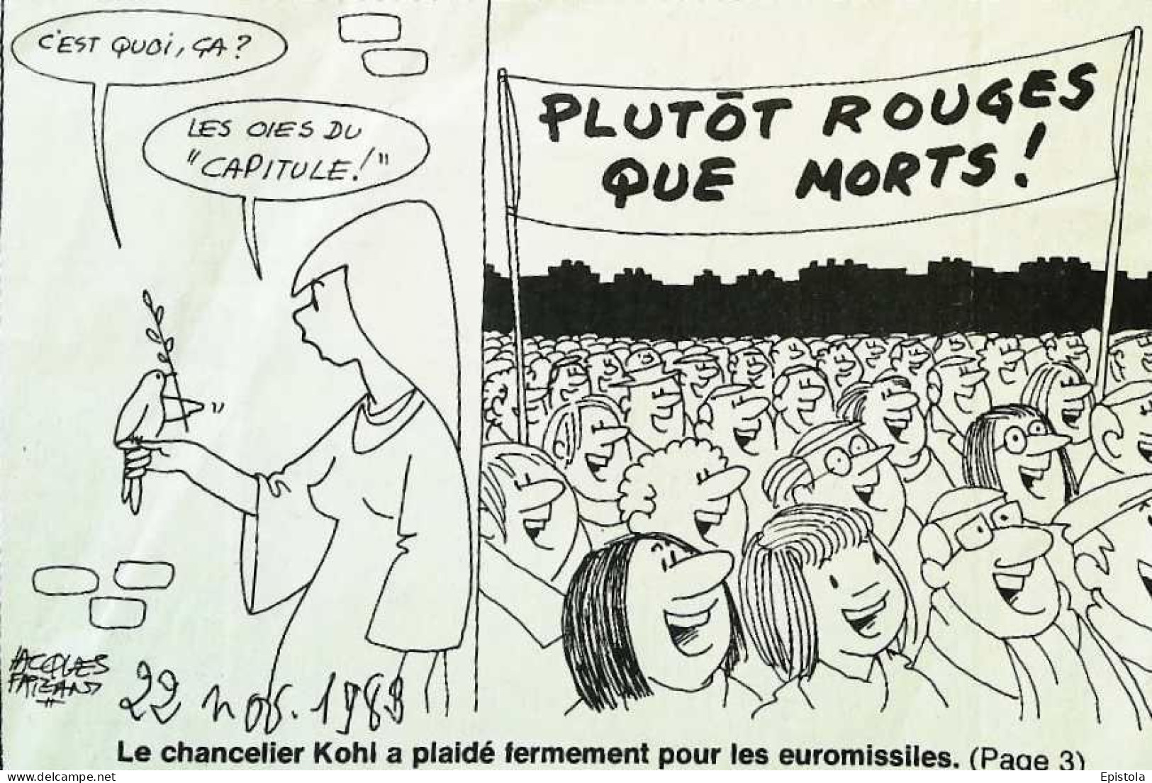 ► Coupure De Presse  Quotidien Le Figaro Jacques Faisant 1983 Chancelier Kohl  Euromissiles    Manifestation - 1950 à Nos Jours