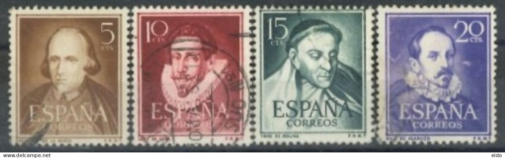 SPAIN,  1950/53, PERSONALITIES STAMPS COMPLETE SET OF 4, # 772/74, USED. - Used Stamps