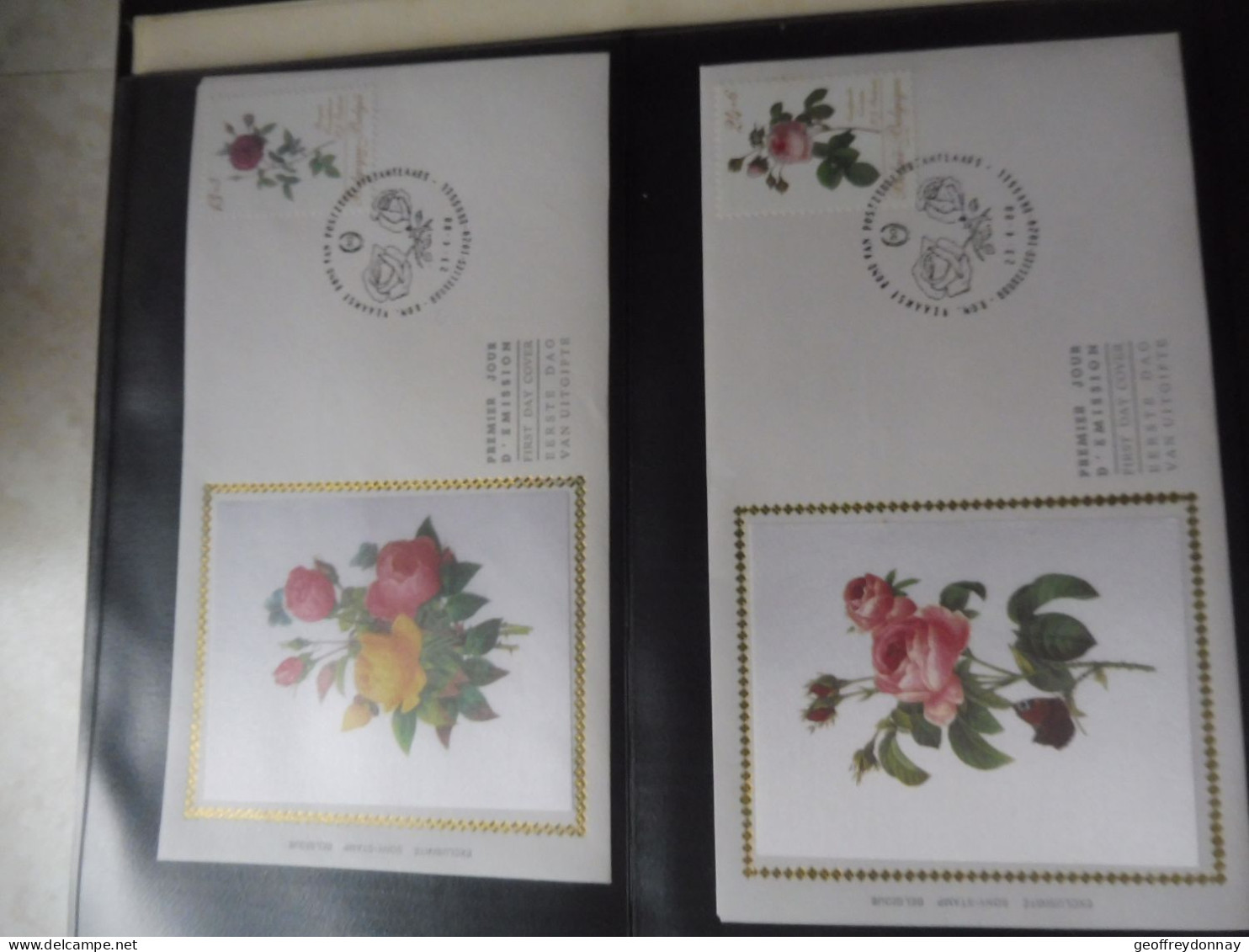 Belgique Belgie  Fdc  Soie  Fdc Z/s 2280/2281 Oblitéré Gestempelt Ruxelles La Rose De Roos Rozen 1988 - 1981-1990