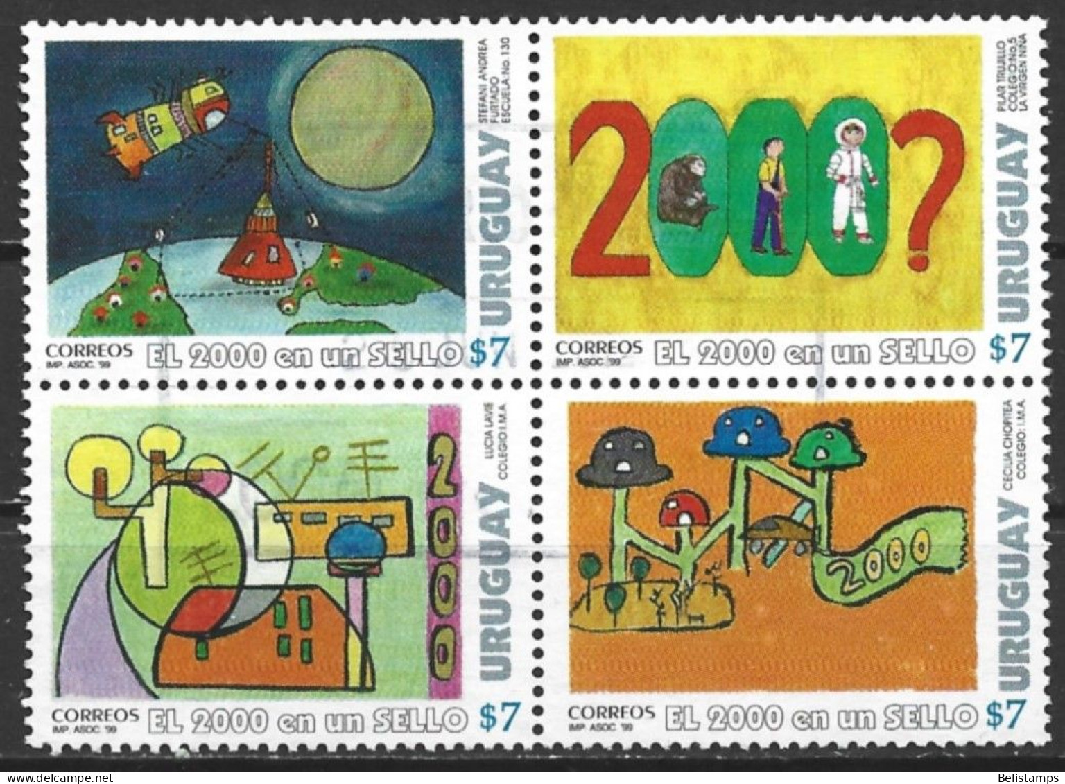 Uruguay 1999. Scott #1792 (U) Children's Milliennum Stamp Design Contest Winners  (Complete Set) - Uruguay