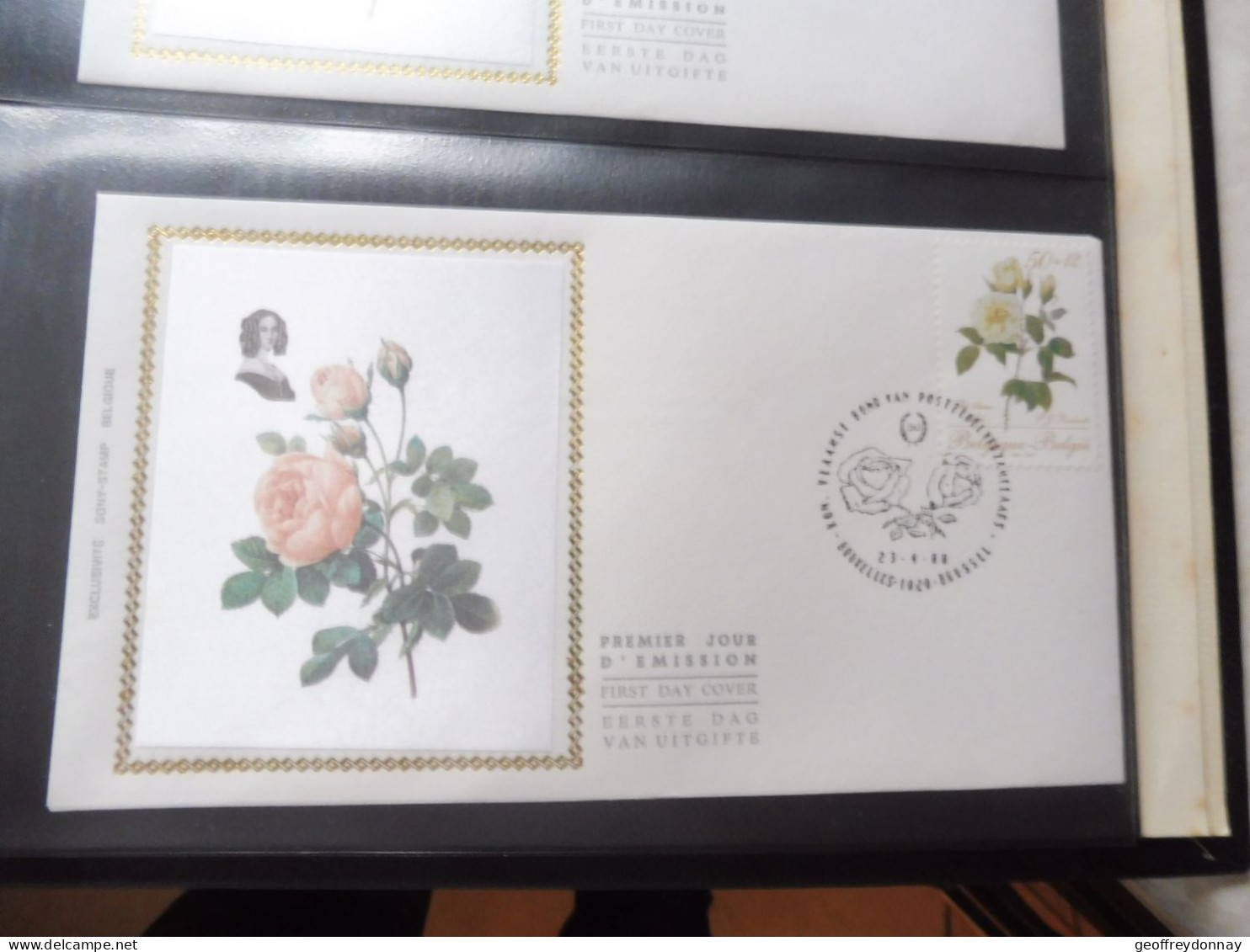 Belgique Belgie  Fdc  Soie  Fdc Z/s 2282 Oblitéré Gestempelt Bruxelles La Rose De Roos Rozen 1988 - 1981-1990