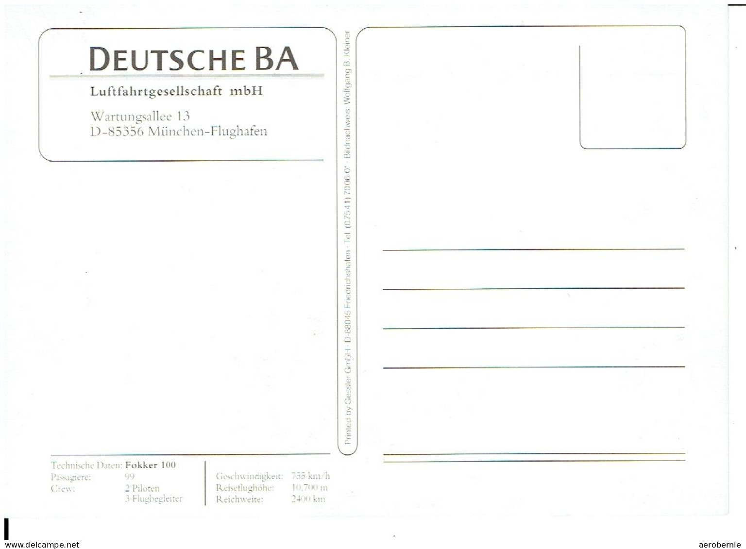 Deutsche BA - Fokker F.100 (Airline Issue) - 1946-....: Moderne