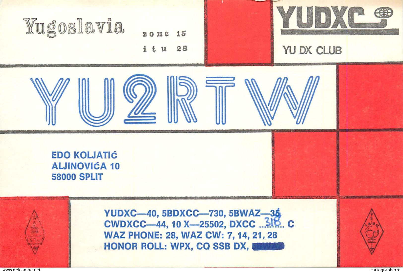 Yugoslavia Radio Amateur QSL Post Card Y03CD YU2RTW - Radio Amatoriale