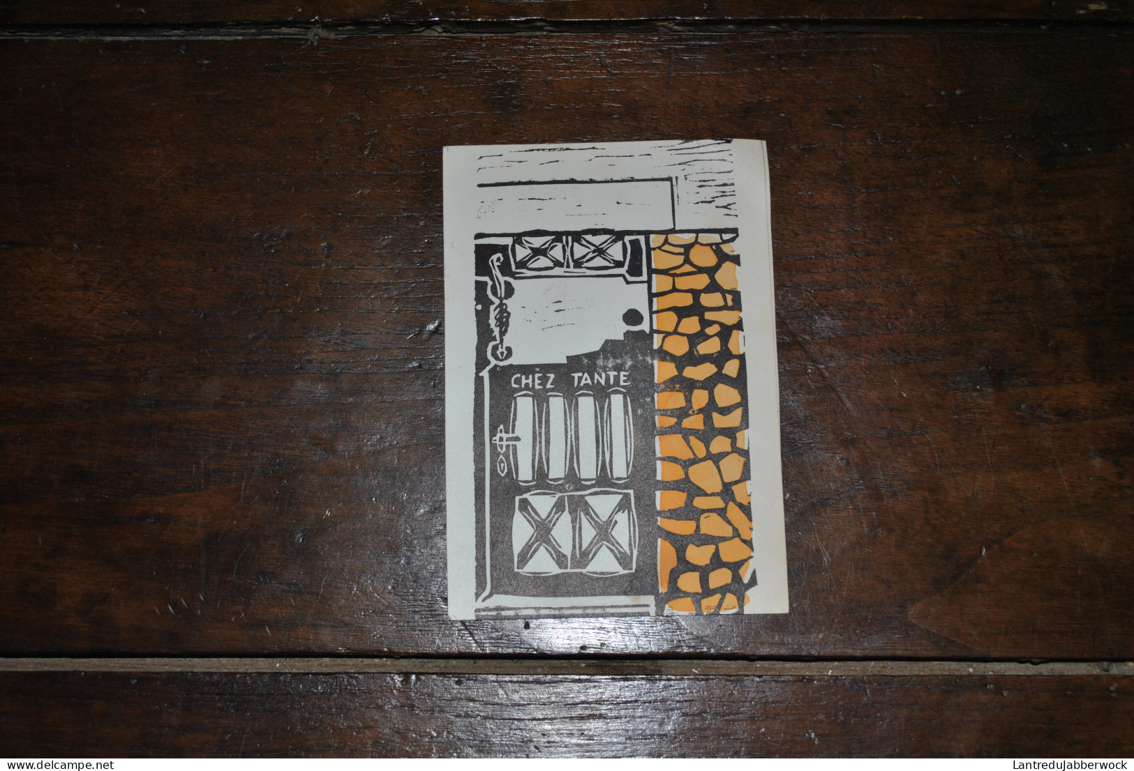 Ancien Menu "Chez Tante" Arquet 8 Décembre 1957 Linogravure? Stencil  - Menus