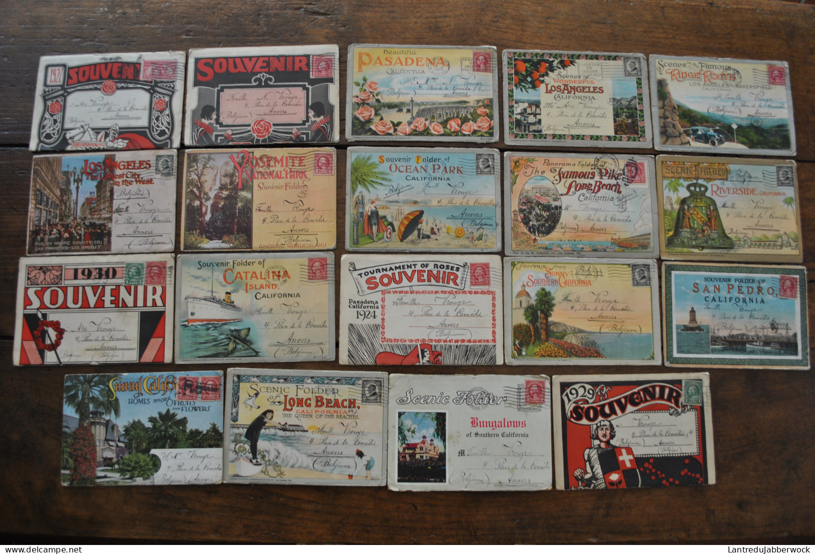 CPA Lot 19 Carnets Dépliants Carte Postale USA Los Angeles Pasadena Long Beach Yosemite Park Catalina Island San Pedro - Other & Unclassified